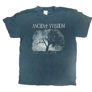 Ancient VVisdom Band T-Shirt‎ Gildan Heavy Cotton Graphic Tree Black Medium